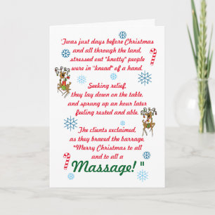 Cute Funny Massage Therapy Christmas Holiday Feestdagen Kaart