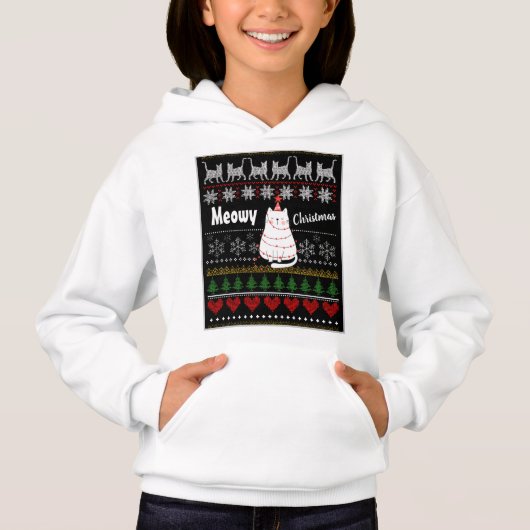 Cute Funny Meowy kerstkat Nordic Patterned (Voorkant)