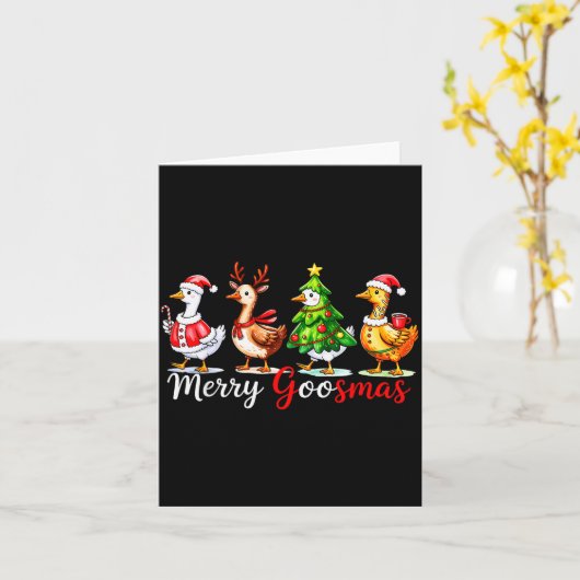 Cute Funny Merry Goosmas Silly Goose Reindeer Hot  Kaart (Gele Bloem)
