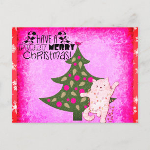 Cute Funny Merry Kerstkat Briefkaart