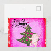 Cute Funny Merry Kerstkat Briefkaart (Voorkant / Achterkant)