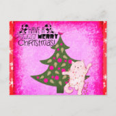 Cute Funny Merry Kerstkat Briefkaart (Voorkant)