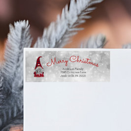 Cute Funny Merry Kerstmis, gepersonaliseerd gnome Etiket