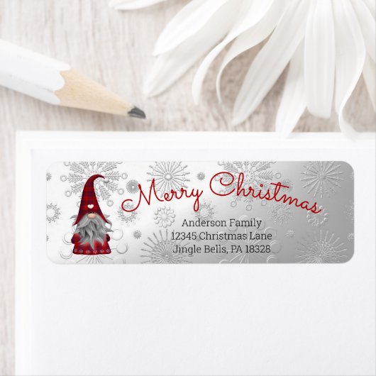 Cute Funny Merry Kerstmis, gepersonaliseerd gnome Etiket (Insitu)