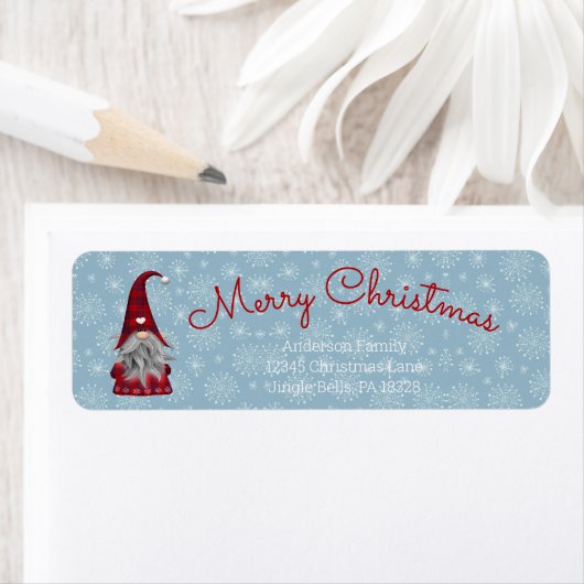 Cute Funny Merry Kerstmis, gepersonaliseerd gnome Etiket (Insitu)