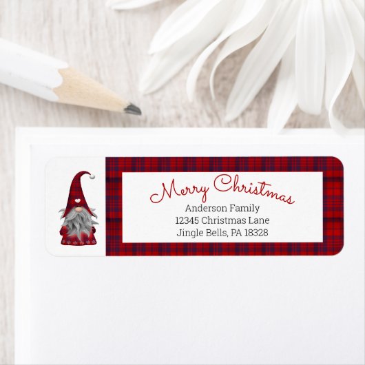 Cute Funny Merry Kerstmis, gepersonaliseerd gnome Etiket (Insitu)