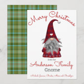 Cute Funny Merry Kerstmis, gepersonaliseerd gnome Feestdagenkaart (Voorkant / Achterkant)