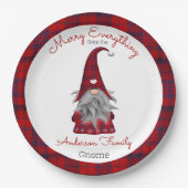 Cute Funny Merry Kerstmis, gepersonaliseerd gnome Papieren Bordje (Voorkant)