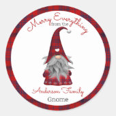 Cute Funny Merry Kerstmis, gepersonaliseerd gnome Ronde Sticker (Voorkant)