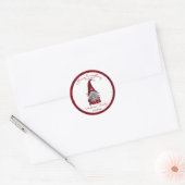 Cute Funny Merry Kerstmis, gepersonaliseerd gnome Ronde Sticker (Envelop)