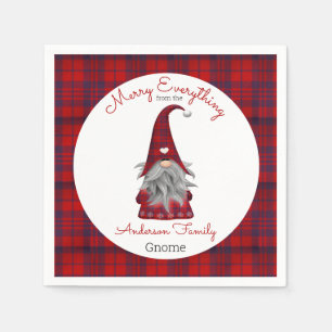 Cute Funny Merry Kerstmis, gepersonaliseerd gnome Servet