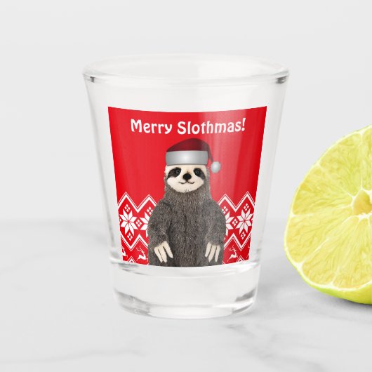 Cute Funny Merry Kerstmis Santa Hat Festive Shot Glas (Voorkant)