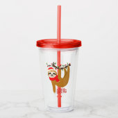 Cute Funny Merry Kerstmis Sloth | FEESTDAGEN Acryl Drinkbeker (Voorkant)