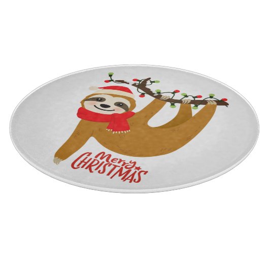 Cute Funny Merry Kerstmis Sloth | FEESTDAGEN Snijplank (Hoek)