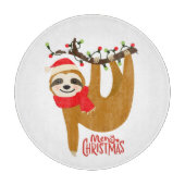 Cute Funny Merry Kerstmis Sloth | FEESTDAGEN Snijplank (Voorkant)