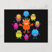 Cute Funny Monster Party Creats in Circle Briefkaart (Voorkant)