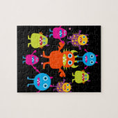 Cute Funny Monster Party Creats in Circle Legpuzzel (Horizontaal)