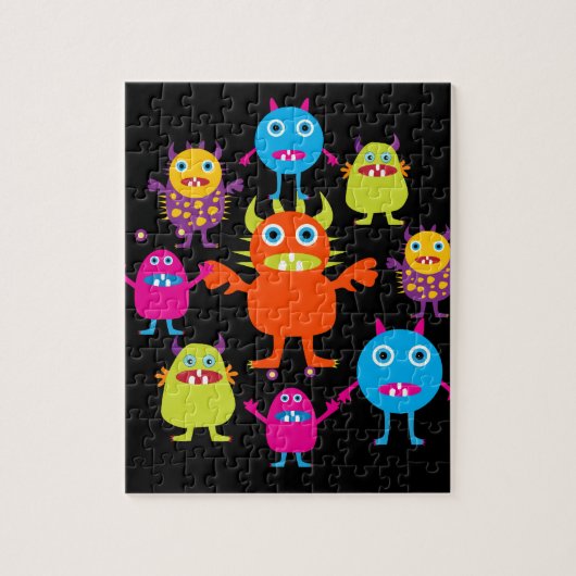 Cute Funny Monster Party Creats in Circle Legpuzzel (Verticaal)