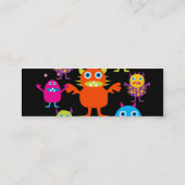 Cute Funny Monster Party Creats in Circle Mini Visitekaartje (Achterkant)