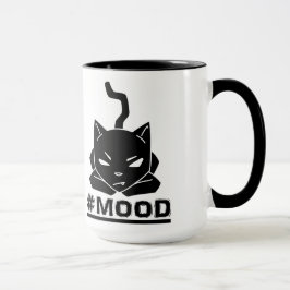 Cute & Funny #MOOD Black Cat Logo Illustratie Mok