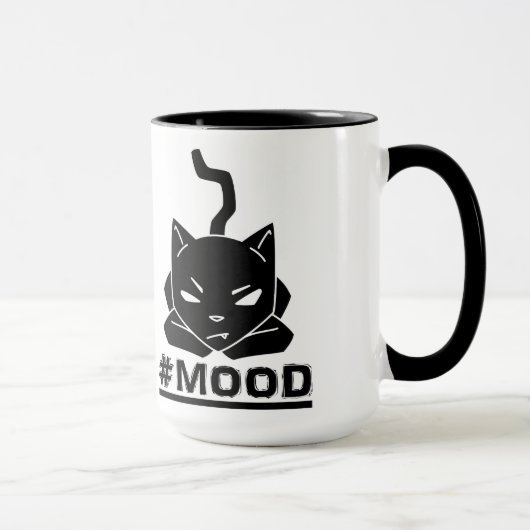 Cute & Funny #MOOD Black Cat Logo Illustratie Mok (Rechts)