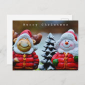 Cute Funny Moose en Snowman in de sneeuw Briefkaart (Voorkant / Achterkant)