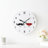 Cute & Funny - Mr en Mrs Lips & Mustache Grote Klok (Huis)