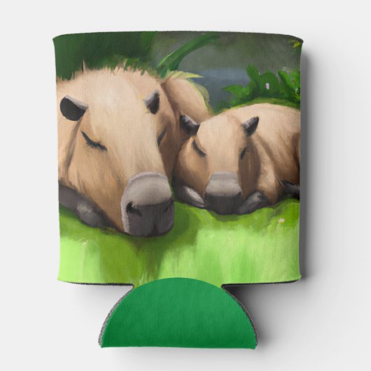 Cute Funny Napping Capybaras door Pond Blikjeskoeler (Achterkant)