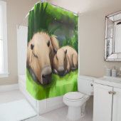 Cute Funny Napping Capybaras door Pond Douchegordijn (In situ)