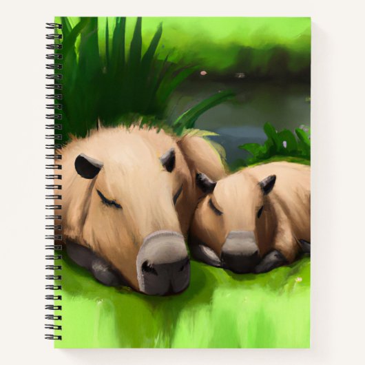 Cute Funny Napping Capybaras door Pond Notitieboek (Voorkant)