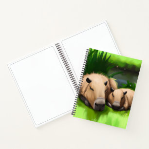 Cute Funny Napping Capybaras door Pond Notitieboek
