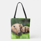 Cute Funny Napping Capybaras door Pond Tote Bag (Achterkant)