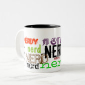 Cute & Funny "Nerd" koffiemok Tweekleurige Koffiemok (Voorkant links)