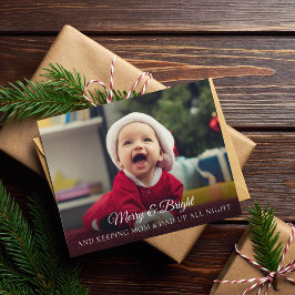 Cute Funny New Baby Photo met kerstkaart