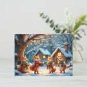 Cute Funny No Silent Night Foxes Christmas Card Kaart (Staand voorkant)