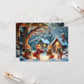 Cute Funny No Silent Night Foxes Christmas Card Kaart (Voorkant / Achterkant in situ)