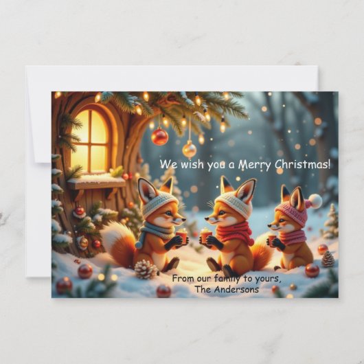 Cute Funny No Silent Night Foxes Christmas Card Kaart (Achterkant)