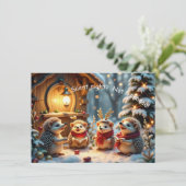 Cute Funny No Silent Night Hedgehog Christmas Card Kaart (Staand voorkant)