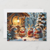 Cute Funny No Silent Night Hedgehog Christmas Card Kaart (Voorkant)