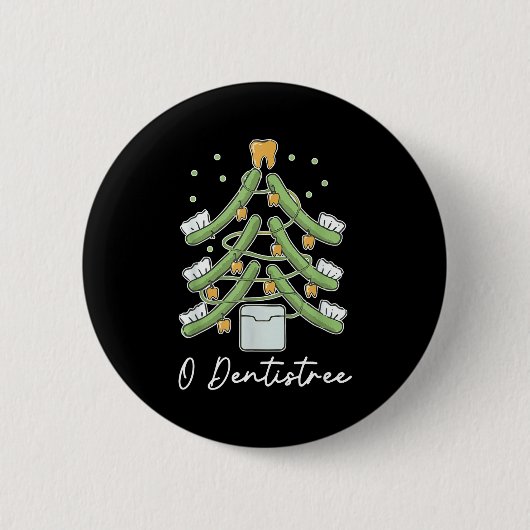 Cute Funny O Dentistree Teeth Brush Christmas Tree Ronde Button 5,7 Cm (Voorkant)