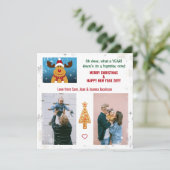 Cute Funny O, hert Rudolph Kerstboom Letter Foto's Feestdagenkaart (Staand voorkant)