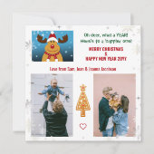 Cute Funny O, hert Rudolph Kerstboom Letter Foto's Feestdagenkaart (Voorkant)