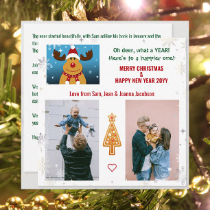 Cute Funny O, hert Rudolph Kerstboom Letter Foto's Feestdagenkaart