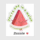 Cute Funny One in a Melon Watermelon Pun  Sticker (Vel)