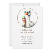 Cute Funny One Silly Goose First Birthday Photo