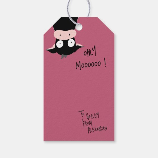 Cute Funny Only Moooooo! Cow Pun Cadeaulabel (Achterkant)