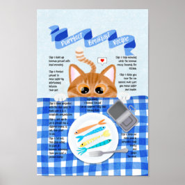 Cute Funny Oranje Cat Breakfast Recipe Poster