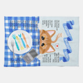 Cute Funny Oranje Cat Breakfast Recipe Theedoek (Horizontaal)