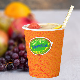 Cute & Funny Oranje Skin Happy Birthday Boys Party Papieren Bekers