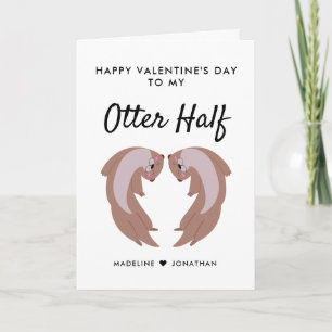 Cute Funny Otter Half Happy Valentines Day Holiday Feestdagen Kaart